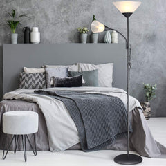 Piantana Lampada da Terra Pavimento E27 60W 2 Luci Braccio Regolabile Illuminazione a Stelo