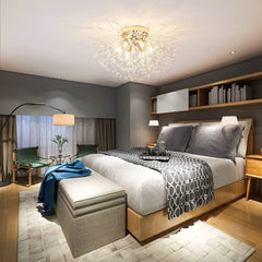 Lampadario Soffitto Plafoniera Argento Moderna Cristalli Fuochi Artificio