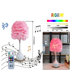 Lampada Led Rgb Con Piume Bianco Tavolo Comodino Bluetooth Telecomando Musica