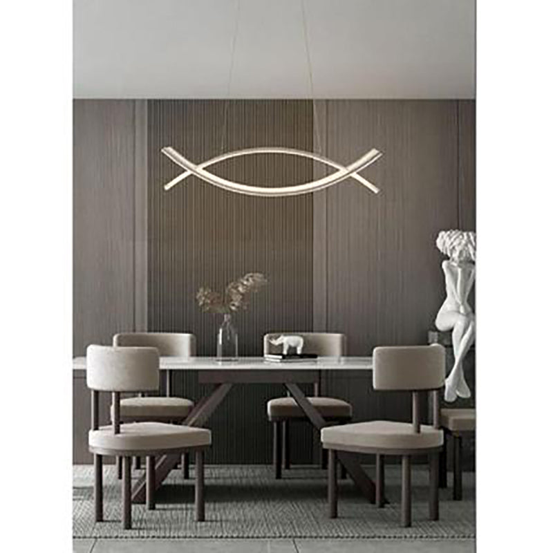 Lampadario A Sospensione Moderno 2 Linee Curve Incrociate