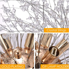 Lampadario Soffitto Plafoniera Argento Moderna Cristalli Fuochi Artificio