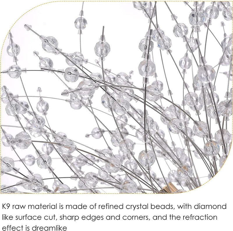 Lampadario Soffitto Plafoniera Argento Moderna Cristalli Fuochi Artificio