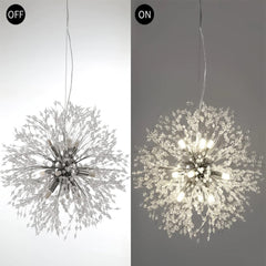 Lampadario 9 Luci Led Soffione Forma Di Fuoco D’artificio Cristalli Moderno