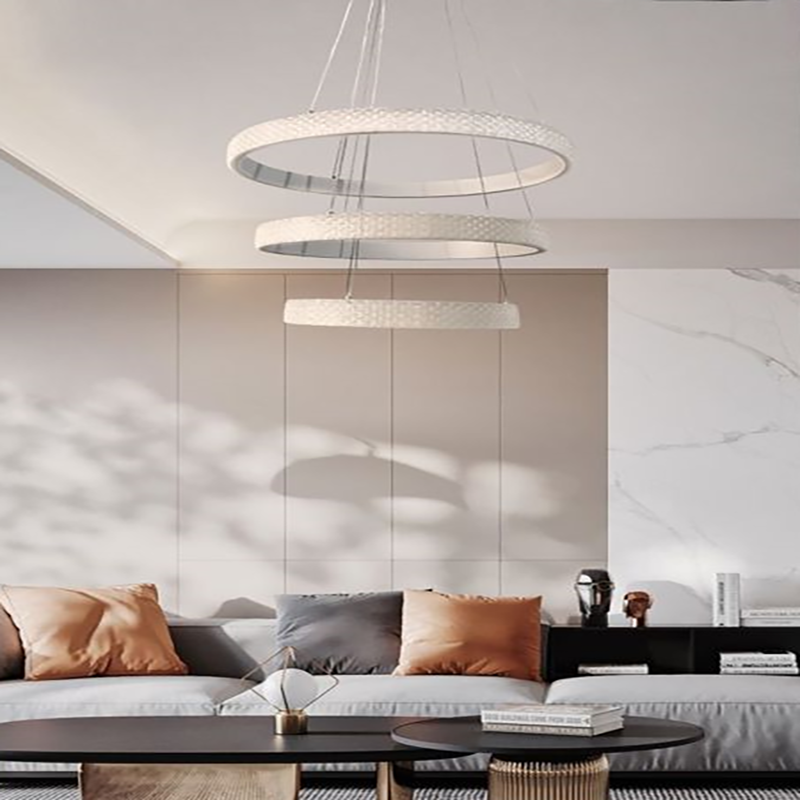 Lampadario Led 62watt Design Ad Anelli Effetto Cristallo Lp26