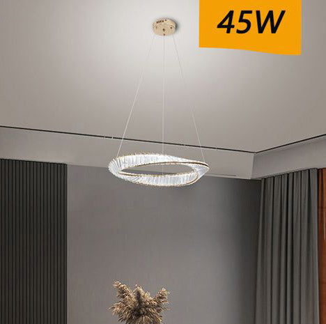Lampadario Anello di Cristallo 60cm Bianco Led