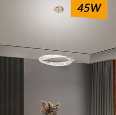 Lampadario Anello di Cristallo 60cm Bianco Led