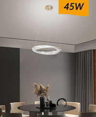 Lampadario Anello di Cristallo 60cm Bianco Led