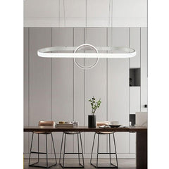 Lampadario Sospeso Led Design Cerchio Ovale Bianco Moderno Pendente 54w