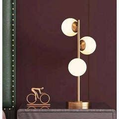 Lampada Da Tavolo G9 Minimalista Bronzo Con 3 Sfere Piantana Terra Con Stelo