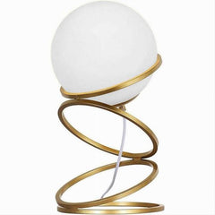 Lampada Da Tavolo Minimalista Lume In Metallo Bronzo Con Sfera In Vetro