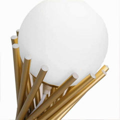 Lampada Da Tavolo Tubolare Minimalista In Metallo Bronzo Con Sfera Vetro