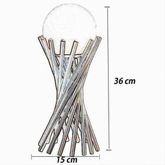 Lampada Da Tavolo Tubolare Minimalista In Metallo Bronzo Con Sfera Vetro