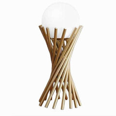 Lampada Da Tavolo Tubolare Minimalista In Metallo Bronzo Con Sfera Vetro