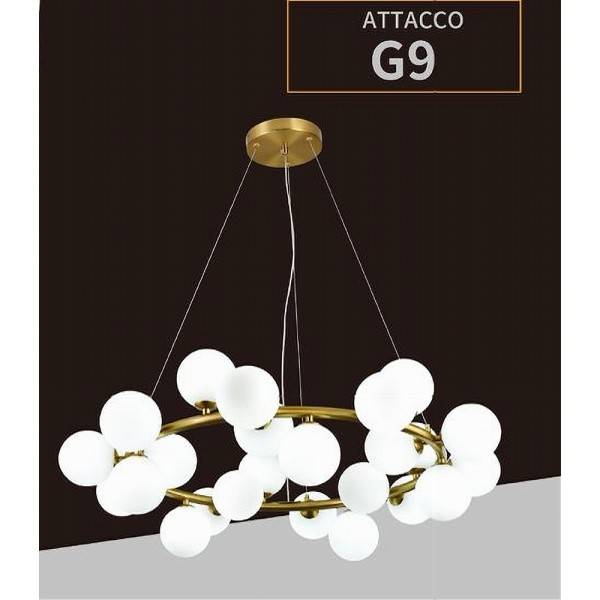 Lampadario Contemporaneo In Metallo Bronzo A Sospensione 25 Sfere Vetro G9 B87