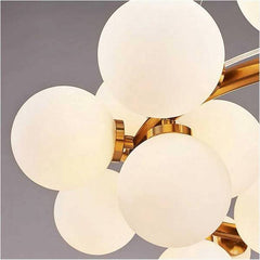 Lampadario Contemporaneo In Metallo Bronzo A Sospensione 25 Sfere Vetro G9 B87