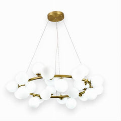 Lampadario Contemporaneo In Metallo Bronzo A Sospensione 25 Sfere Vetro G9 B87