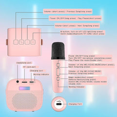 Mini Karaoke Mini Bluetooth con Microfono senza filo Luci Led Adulti e Bambini
