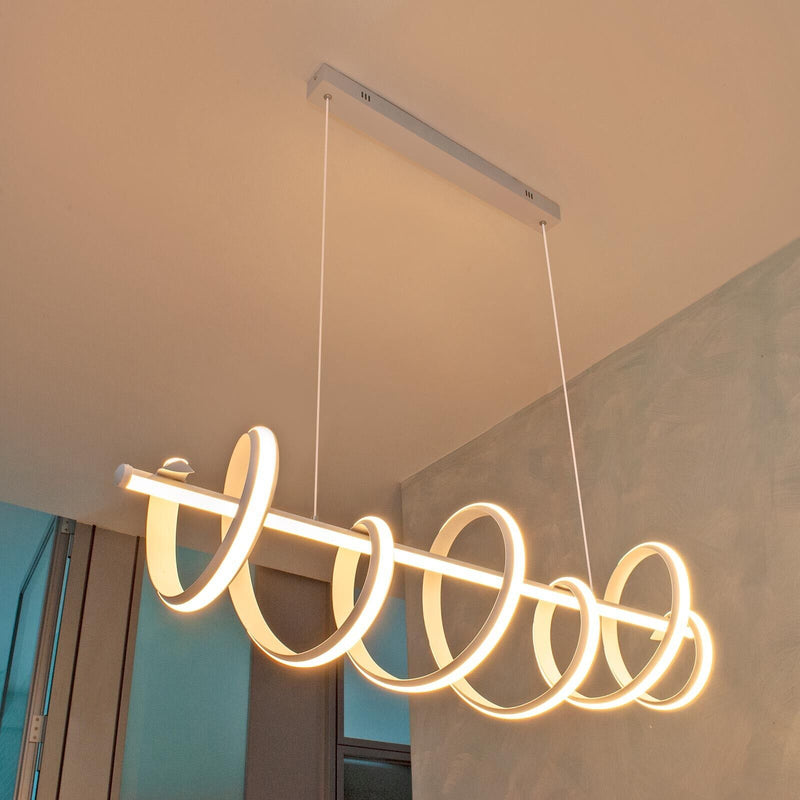 Lampadario a Sospensione Doppio LED 60W Design Moderno Intrecciato Bianco