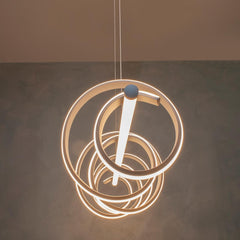 Lampadario a Sospensione Doppio LED 60W Design Moderno Intrecciato Bianco