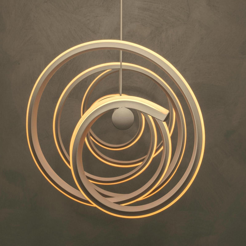 Lampadario a Sospensione Doppio LED 60W Design Moderno Intrecciato Bianco