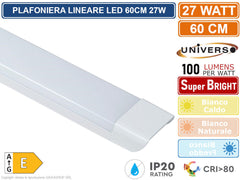 Plafoniera Led Lineare Da 60 90 120 150 Cm 27w 40w 54w 72w Alta Luminosita' Ip20