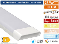 Plafoniera Led Lineare Da 60 90 120 150 Cm 27w 40w 54w 72w Alta Luminosita' Ip20