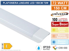 Plafoniera Led Lineare Da 60 90 120 150 Cm 27w 40w 54w 72w Alta Luminosita' Ip20