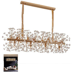 Lampadario Vintage Rami Fiori Legno  Cristallo Vetro