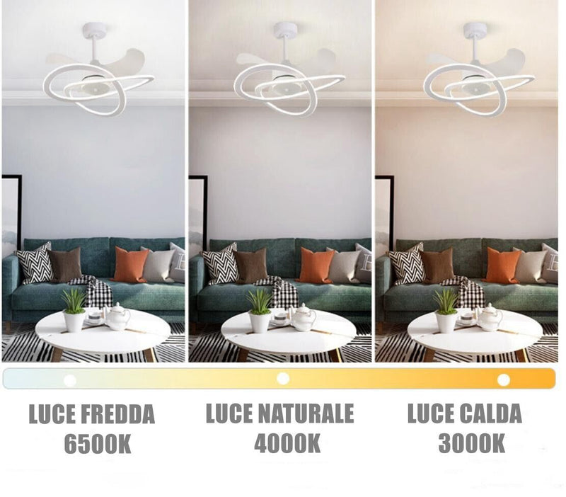 Plafoniera da Soffitto LED 129W Ventilatore Integrato Lampada da Soffitto IP20