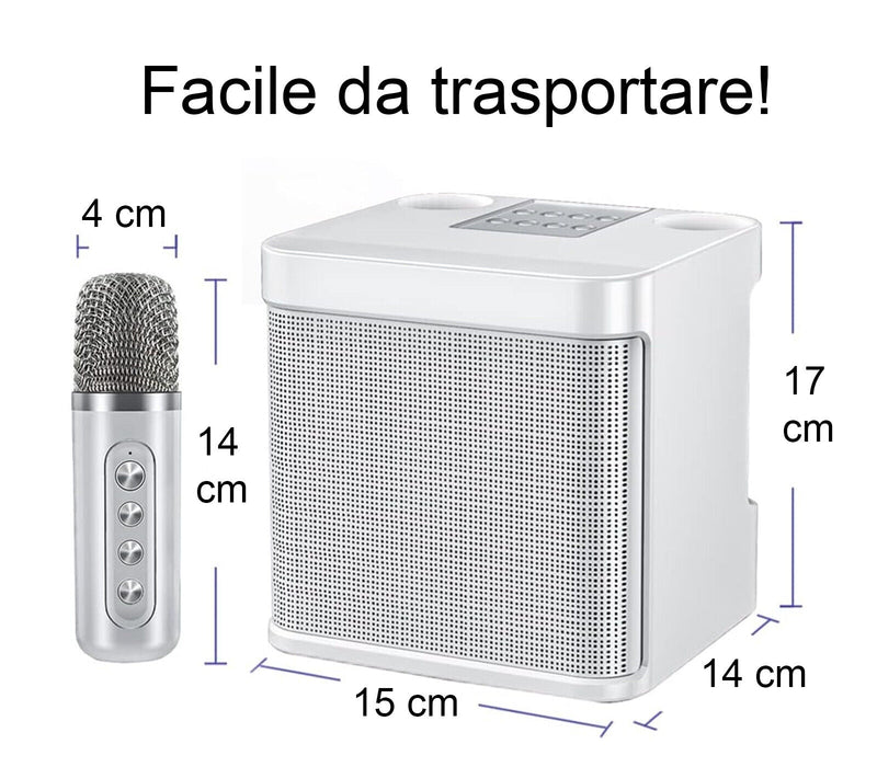 Cassa Bluetooth Portatile Karaoke 2 Microfoni Wireless USB