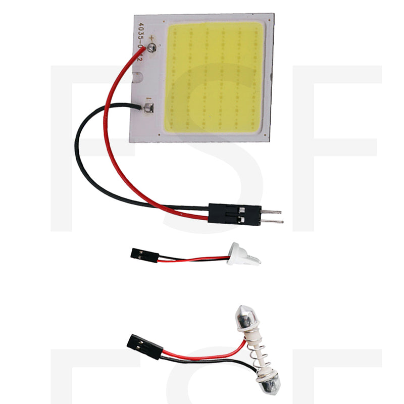 Pannello Led Cob Con Adattatori T10 E A Siluro 48Mm 12V 5W