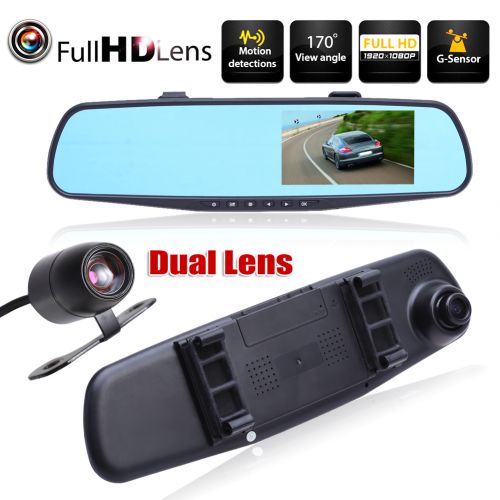 Specchietto Retrovisore Con 2 Telecamere - Dash Cam Dvr Full Hd - Retromarcia - INmille