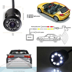 Telecamera 170° Retrocamera Retromarcia 8 Led A Molla Mini A Colori Auto Suv - INmille