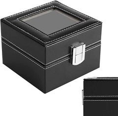 Scatola Porta Orologi in Similpelle Nero 2 Scomparti