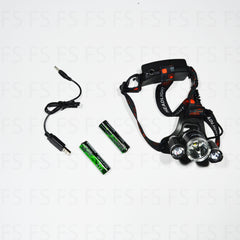 Torcia Lampada Frontale Led Ricaricabile 3 Led 5000 Lumen Cree T6 R5 Rj3000 - INmille