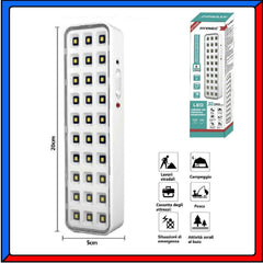 Lampada Di Emergenza Torcia Luce 30 Led Ricaricabile Portatile Pesca Campeggio - INmille