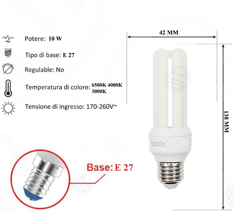 Lampadina Led a U Opaca 10W E27