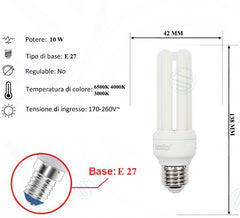 Lampadina Led a U Opaca 10W E27