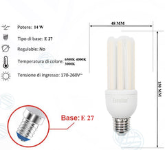 Lampadina Led a U Opaca 14W E27