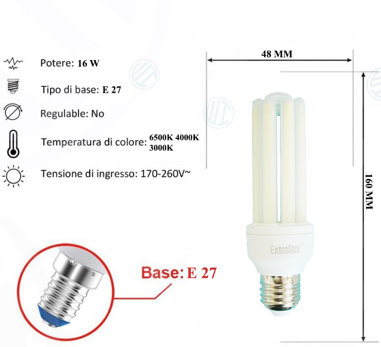 Lampadina Led a U Opaca 16W E27