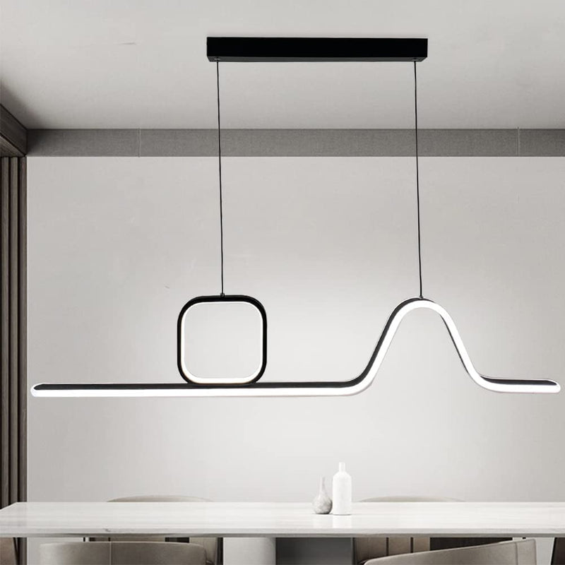 Lampadario A Sospensione Soffitto Sospeso Led 46w Moderno Nero Soggiorno Cucina