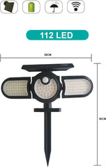 Faro Faretto con Pannello Solare 112 LED da Giardino da Esterno Luce Bianca