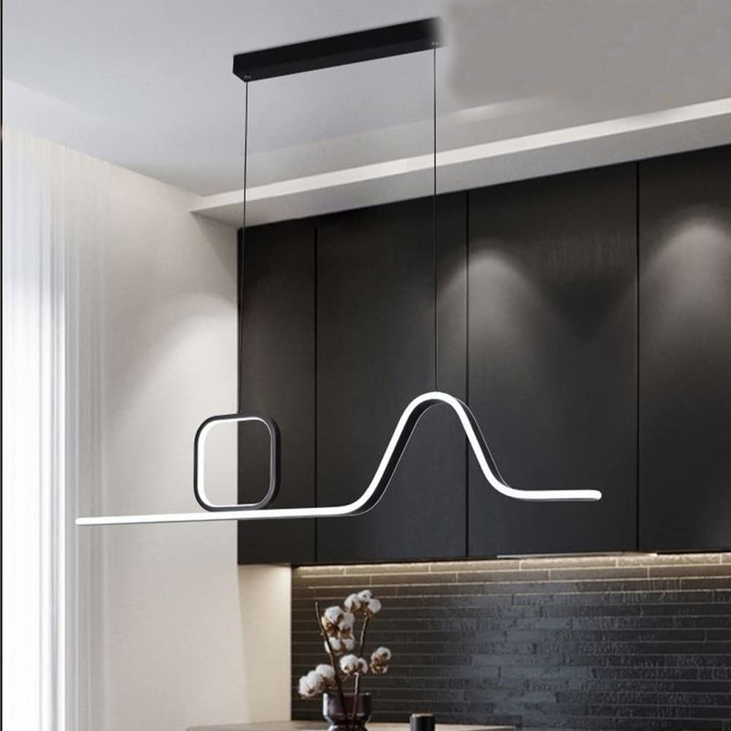 Lampadario A Sospensione Soffitto Sospeso Led 46w Moderno Nero Soggiorno Cucina