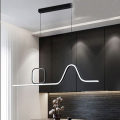 Lampadario A Sospensione Soffitto Sospeso Led 46w Moderno Nero Soggiorno Cucina