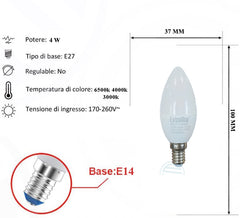 Lampadina Led 4W E14 C37 - INmille