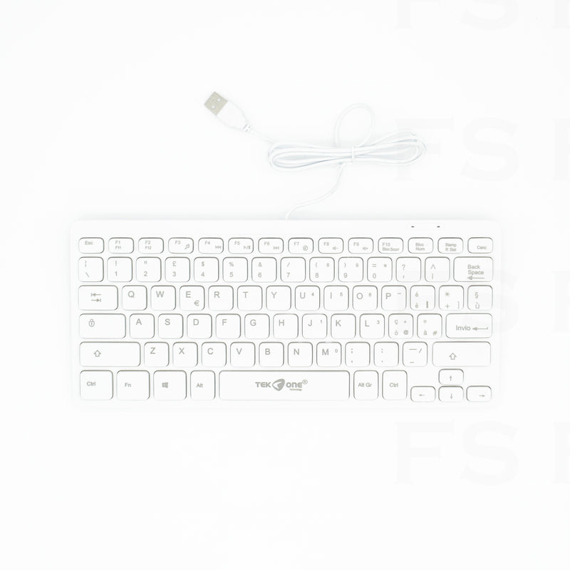 Mini Tastiera Usb Con Filo Slim Bianco - INmille