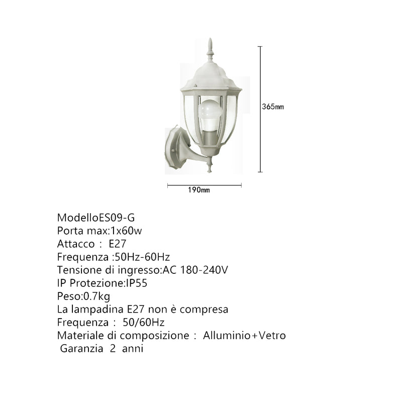 Applique Esterno A Led E27 Ip45