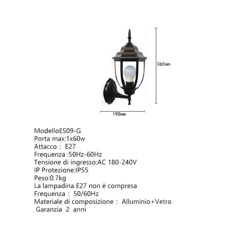 Applique Esterno A Led E27 Ip45