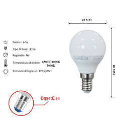 Lampadina Led 6W E14 G45