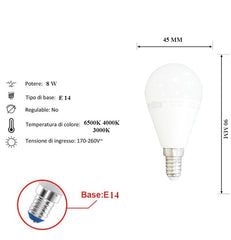 Lampadina Led 8W E14 G45